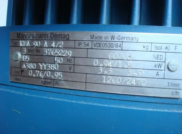 MANNESMANN DEMAG電機(jī)KBA 90 A 4/2